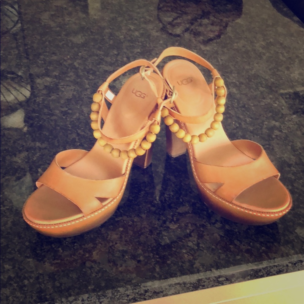 Ugg wooden heels in light brown